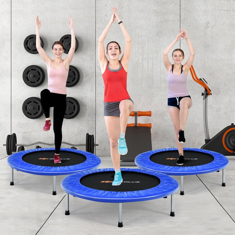 Costway round exercise jumping 2025 trampoline with safety pad